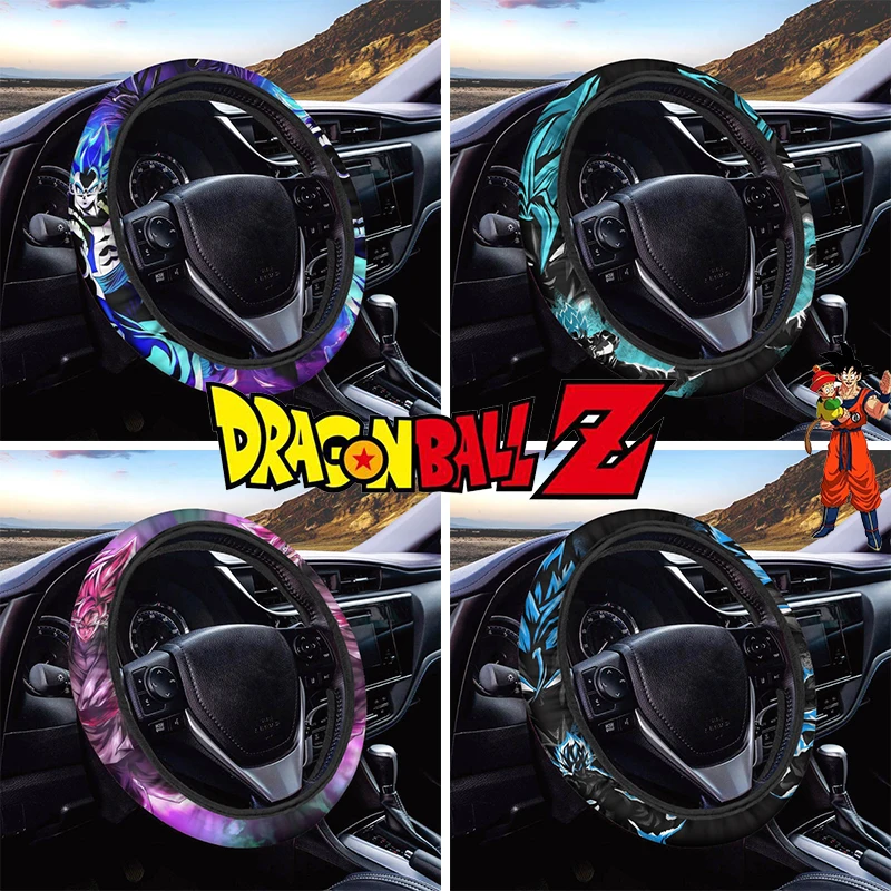

Dragon Ball Goku Motors Steering Wheel Cover Non Slip Sweat Absorbent Four Seasons Car Auto Interior Decoration Accessories Gift