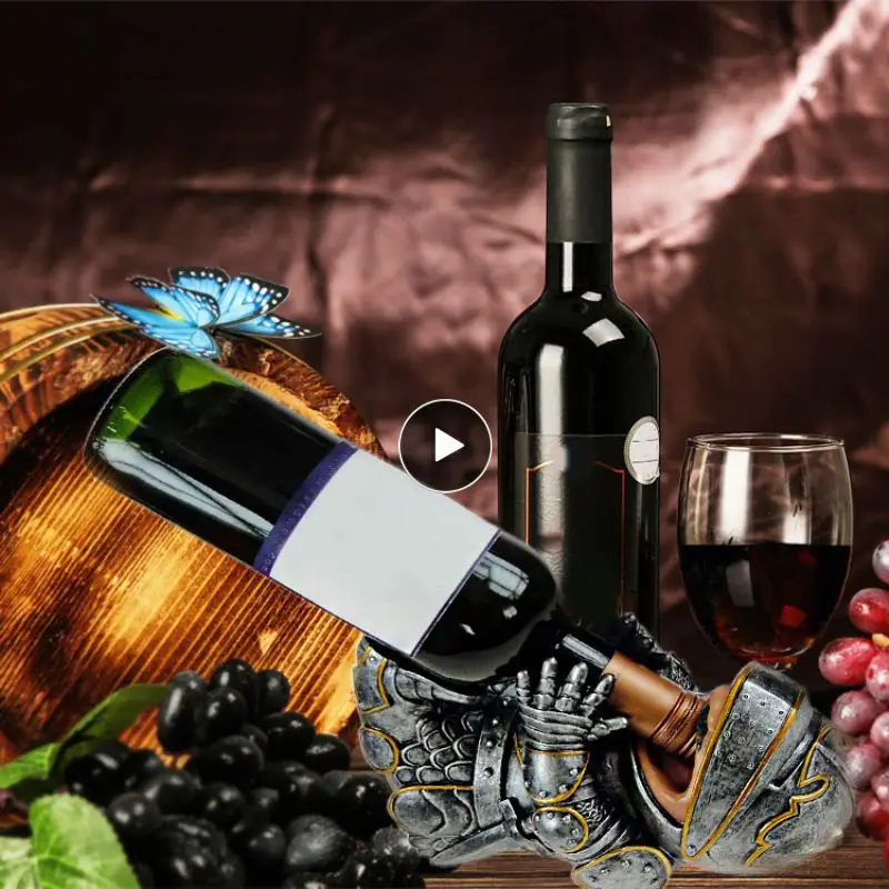 

Knight Wine Bottle Holder Wine Rack Stand Creative Hanging Wine Glass Holder Metal Wine Rack Resin Ornaments Kitchen Accessories