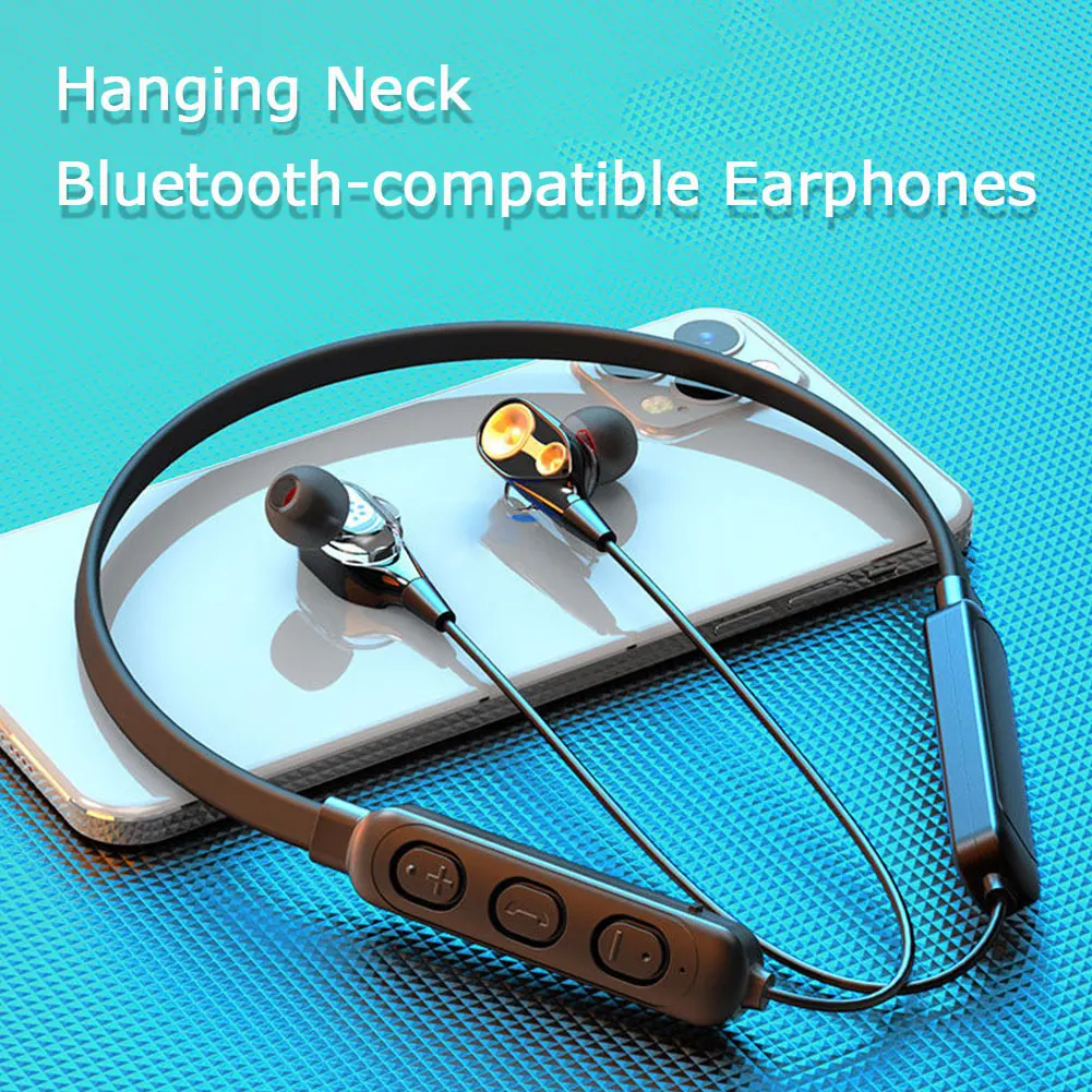 

Беспроводные Bluetooth-наушники с подвесной шеей, спортивная водонепроницаемая гарнитура, стереонаушники для игр и музыки с микрофоном
