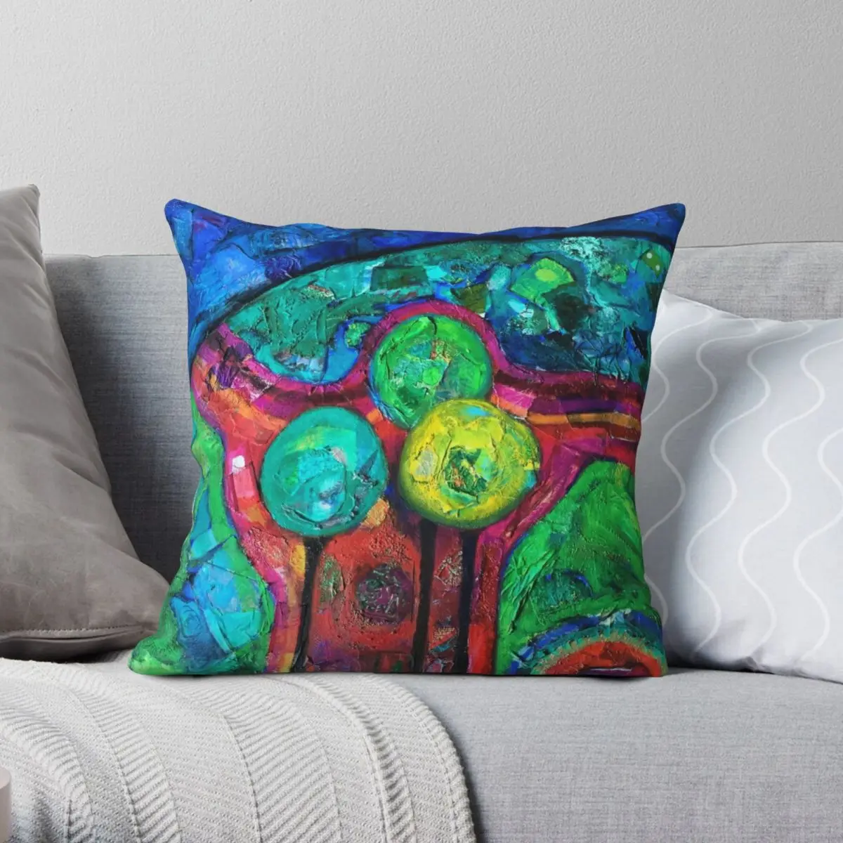 

Green Hill Square Pillowcase Polyester Linen Velvet Printed Zip Decor Throw Pillow Case Home Cushion Cover 18"