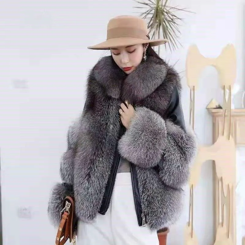 Faux Fox Fur Coat Woman Winter Fashion 2022 New Hairy Jackets Elegant Europe and America Y2k Luxury Designer Free Shipping