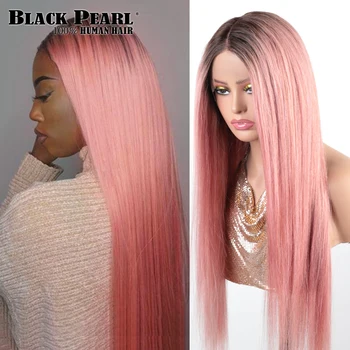 Pink Straight Lace Front Wig Human Hair 1