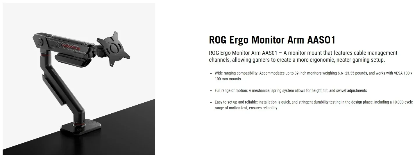 ROG Ergo Monitor Arm AAS01 24 дюйма 27 дюймов 32 34 можно перемещать и вращать держатель монитора