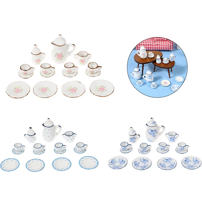 

Масштаб 1:12, миниатюрная модель еды и игр, набор керамических чайных чашек, посуда, аксессуары для кукольного домика