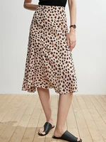 100 silk female irregular long skirt leopard print 2022 new summer ladies high waist oblique tailored drape a line midi jupe