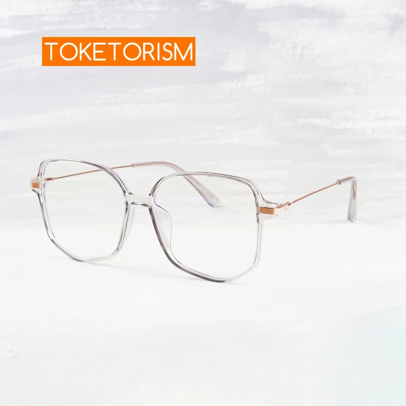 

Toketorism Big Square Eyeglasses For Men TR90 Lightweight Oversized Eyewear Anti Blue Light women's Computer Glasses 61003