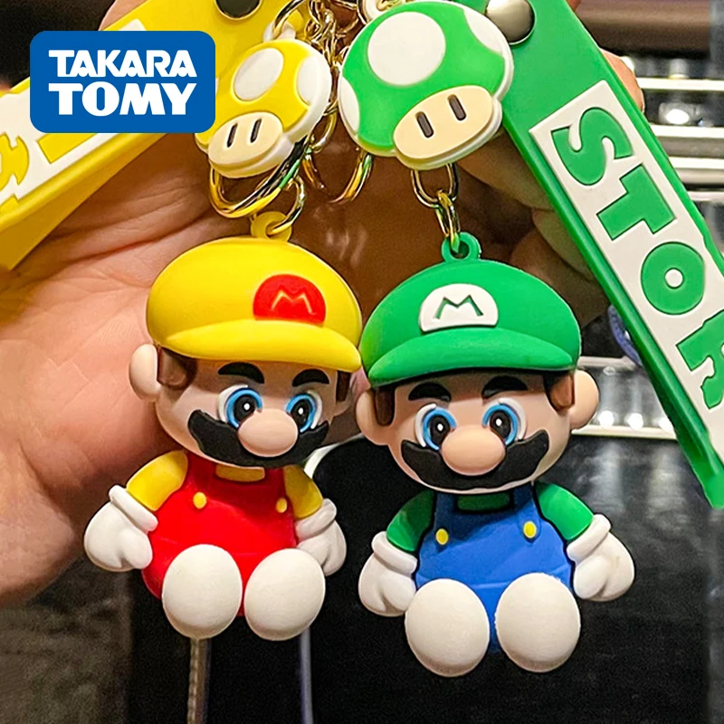 

Super Mario keychain cartoon character car decoration gift Mario Brothers Luigi mushroom bag three-dimensional silicone pendant.