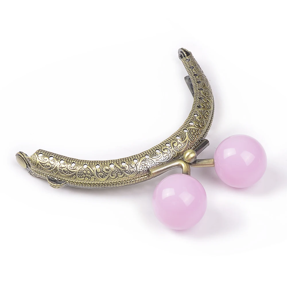 10pcs 8.5cm Round Metal Purse Frame Handle for Clutch Bag Accessories Making Kiss Clasp Lock Bronze Tone Candy Bags Hardware