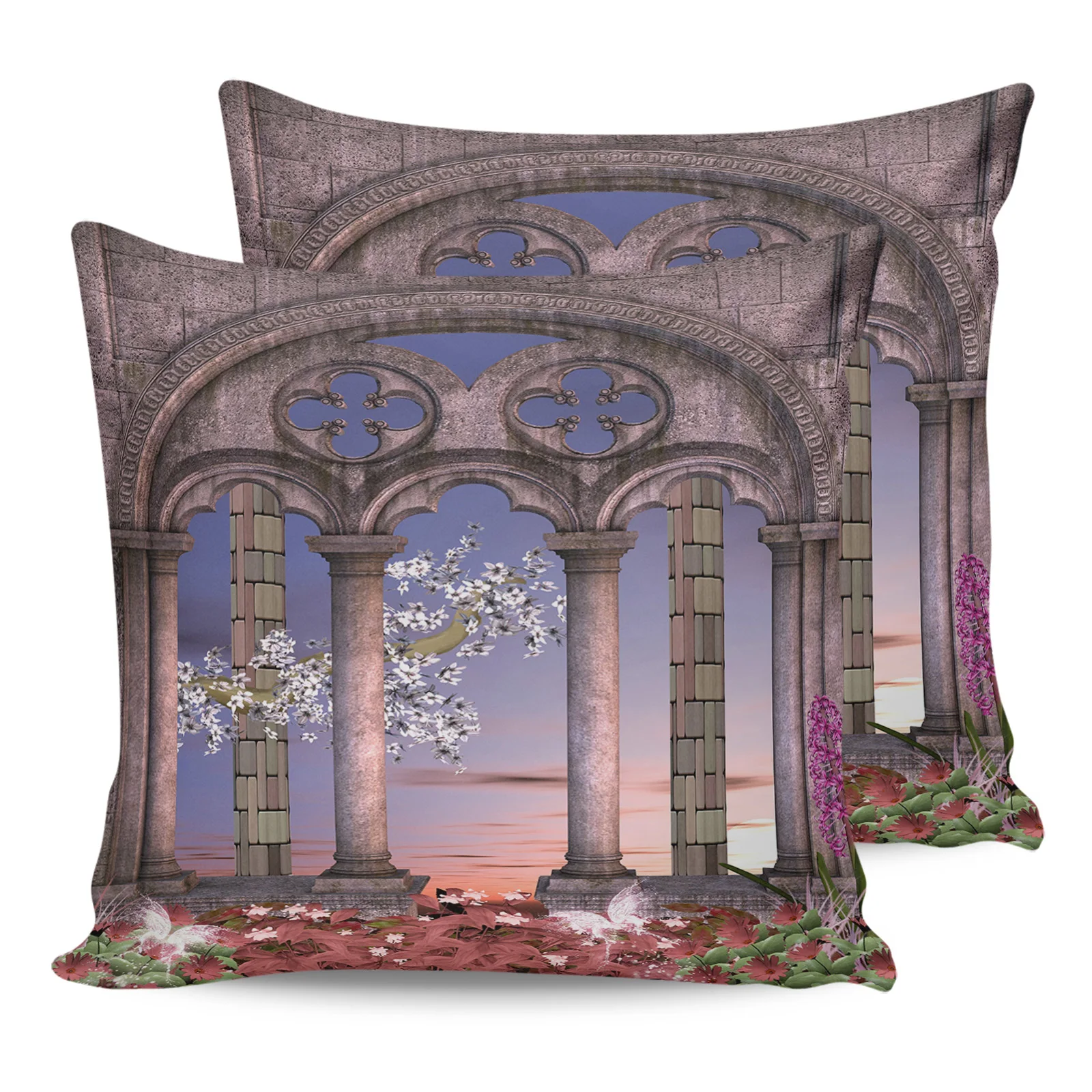 

2PCS Pillowcases Romantic Garden Cushion Cover Home Bedding Living Room Decorative Couch Throw Pillow Case