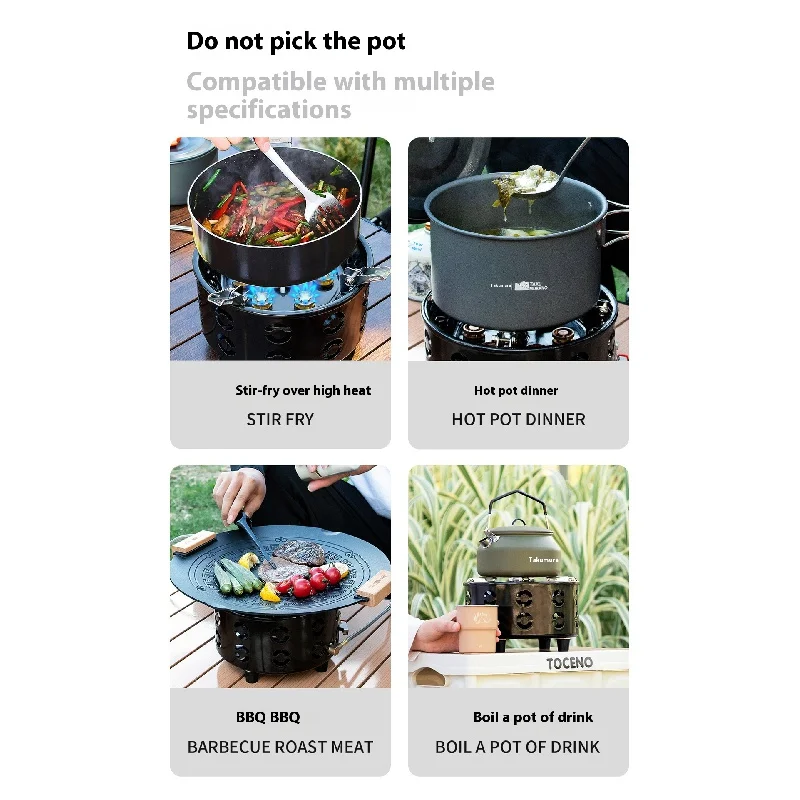 21800W Fierce Fire ультракомпактная ветрозащитная газовая плита с 8 конфорками и сумкой