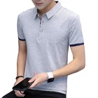 BROWON 2020 летняя новая повседневная мужская футболка с коротким рукавом с отложным воротником, деловая футболка для мужчин, тонкая однотонная хлопковая футболка, одежда