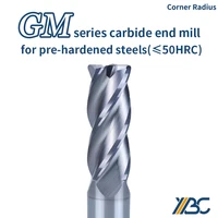 gm solid carbide end mill for prehardened steel 4flute corner radius cnc tungsten steel milling cutter high performance