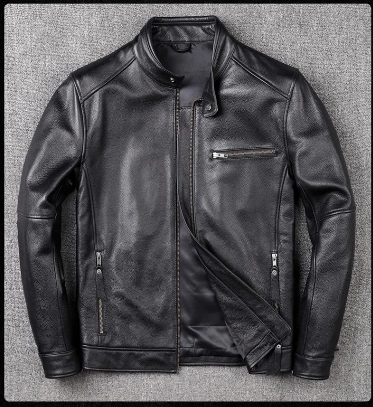 

Free shipping.classic casual style,Plus size cowhide Jacket,men slim 100% genuine Leather clothes.Drop-ship leather coat,sales