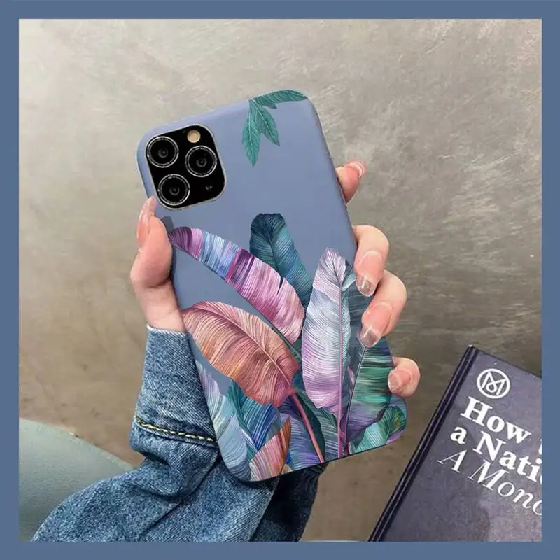 

Palm tree Leaves Plant Flower Phone Case for iPhone 11 12 13 Mini Pro Xs Max 8 7 6 6S Plus X XR Solid Candy Color Case