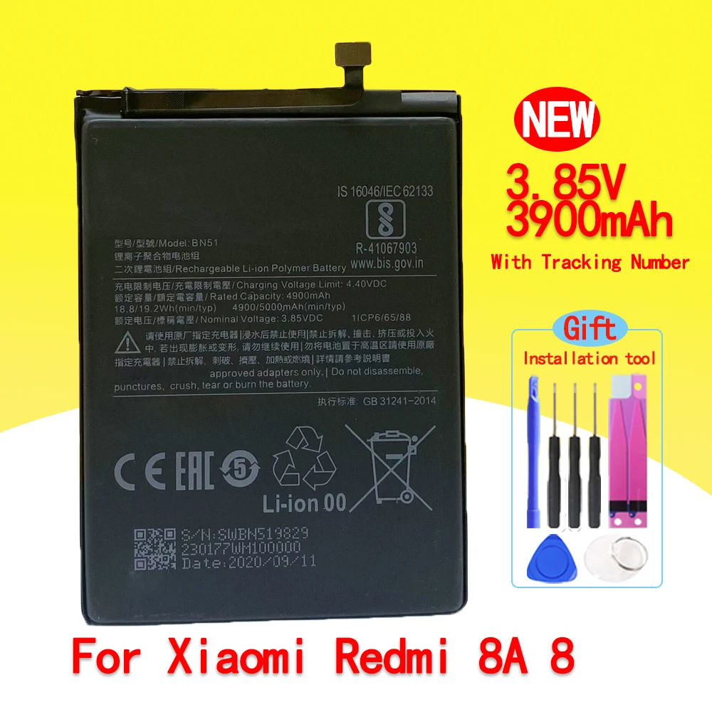 

100% NEW 4900mAh High Quality Battery BN51 For Xiaomi Redmi 8A 8 Smartphone/Smart Mobile Phone In Stock With Tracking Number