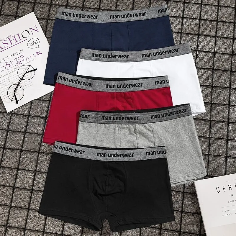 Men Underwear Cotton Boxers Panties Comfortable Mens Underpants Sexy Solid Cuecas Trunks Brand Shorts Men Boxer Plus Size