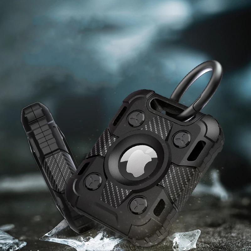 

New For Apple Airtag Soft Silicone Protective Case With Keychain Tank Armor GPS Anti-lost Shockproof Cover For Air tags Device