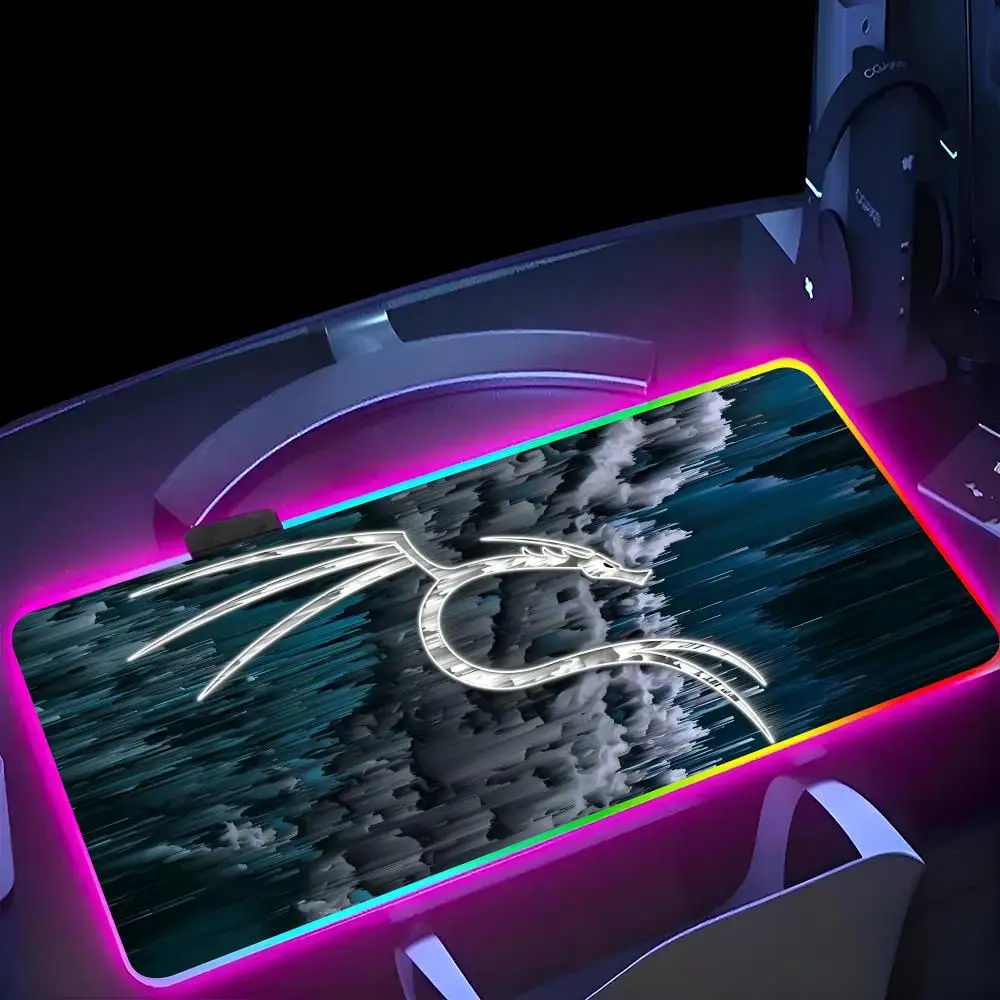 This is K-Kali L-Linuxer-rrt MINISO Mouse Pad RGB Gaming Mousepad LED Large Gamer Mousepads XXL Keyboard Pads Luminous Desk Mat