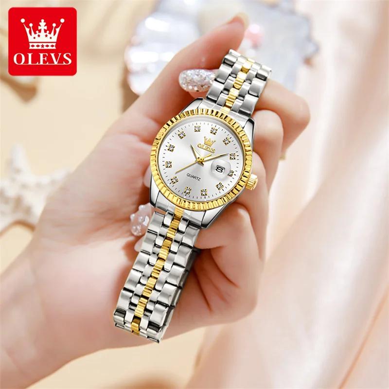 OLEVS Ladies Wrist Watches Luxury Brand Rhinestones Waterproof Luminous Stainless Steel Watch for Women Relogio Feminino enlarge