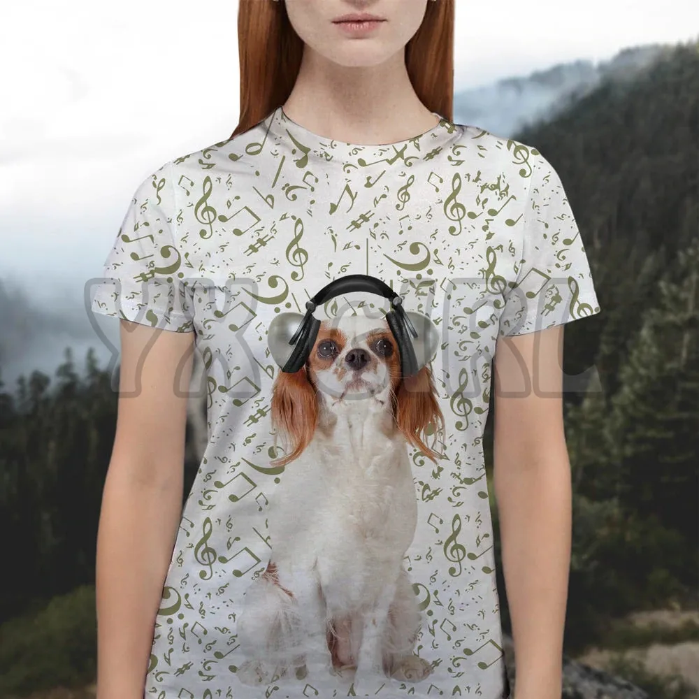 

Summer Fashion Men Great Music With Cavalier King Charles Spaniel3D All Over Printed T Shirts Funny Dog Tee Tops Unisex Tshirt