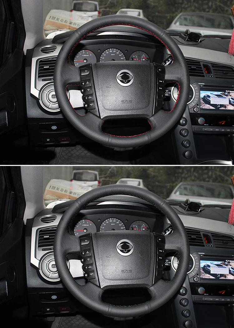 Чехол на руль из черной кожи для Ssangyong KYRON ACTYON Rexton W Rodius
