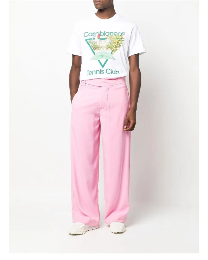 

2023 Fashion Casablanca Tennis Club T Shirt Quality Casual Summer New Short Sleeve T-shirt Versatile Top Chest Print Pattern