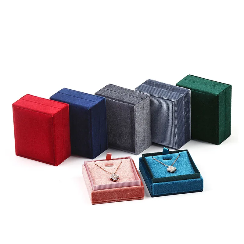 5Pcs High Quality Corduroy Jewelry Box Creative Propose Ring Gift Box Necklaces Rings Pendant Packaging Box Velvet Container