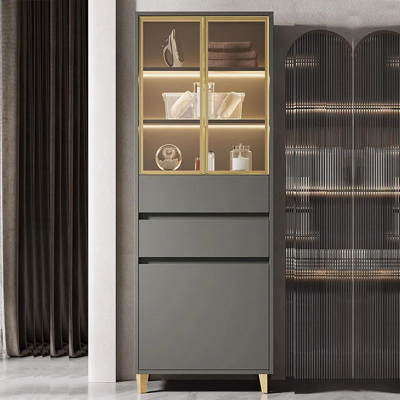 Роскошные боковые шкафы для хранения в ванной комнате узкие высокие гостиной