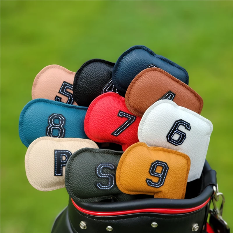 

10pcs/set Golf Iron Head Covers Oil Edge Factory Price Golf Club HeadCovers Wedge Club Head Covers