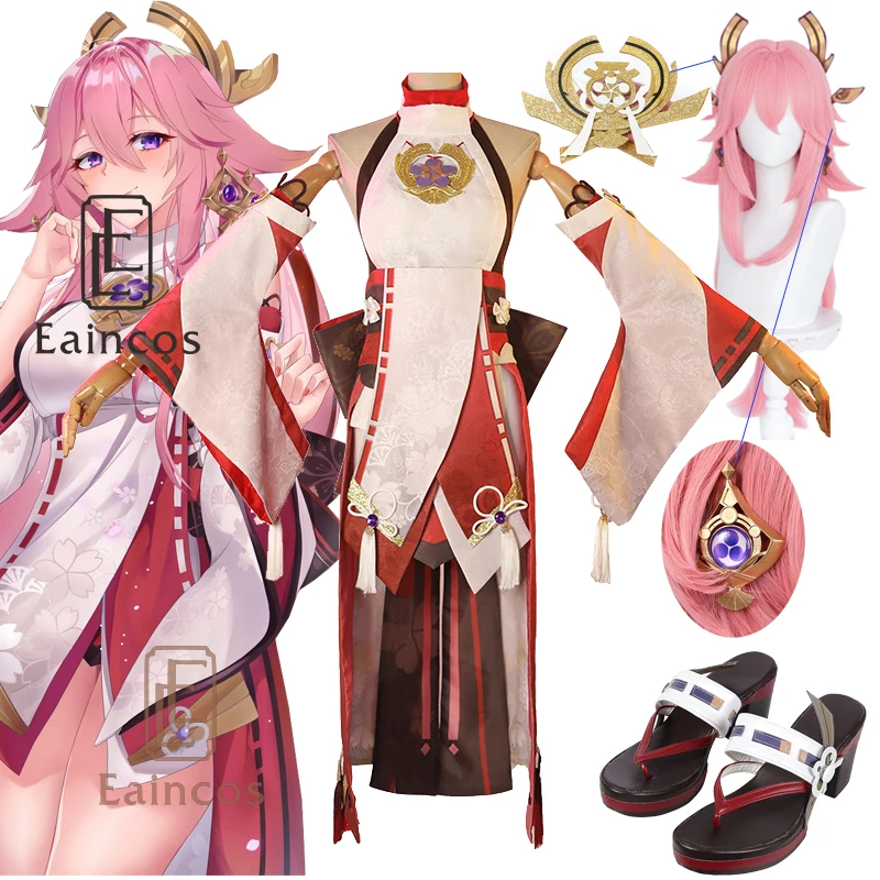 

Genshin Impact Yae Miko Guuji Yae Cosplay Costume Cos Wigs Shoes Games Uniform Dress Outfits Halloween Costumes For Women