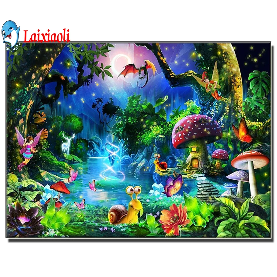 

Fantasy Forest Landscape 5d Diamond Painting Mushroom Fairy full Square Round drill DIY Diamond Embroidery mosaic art Home Decor