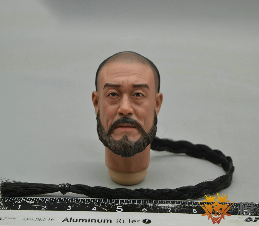 

1/6 KOC-003 Vintage Qing Dynasty Soldier General Male Head Sculpture Carving with Long Hair Fit 12" Action Figure Collect DIY