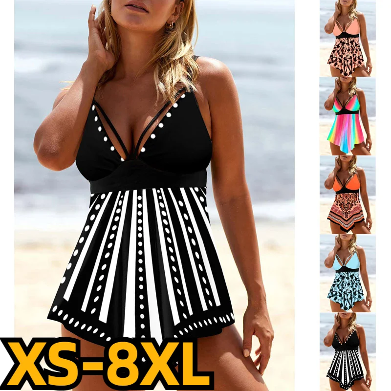 

Женский купальник-танкини с принтом в новом дизайне, комплект бикини, летний купальный костюм, пляжная одежда в стиле ретро, бикини, купальник-монокини свободного размера