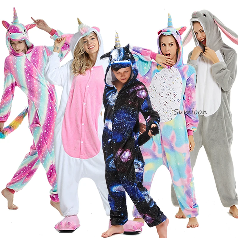 

Flannel Warm Jumpsuit Children Pajamas Girls Boys Winter Kigurumi Pajamas Unicorn Cartoon Anime Animal Onesies Kids Sleepwear