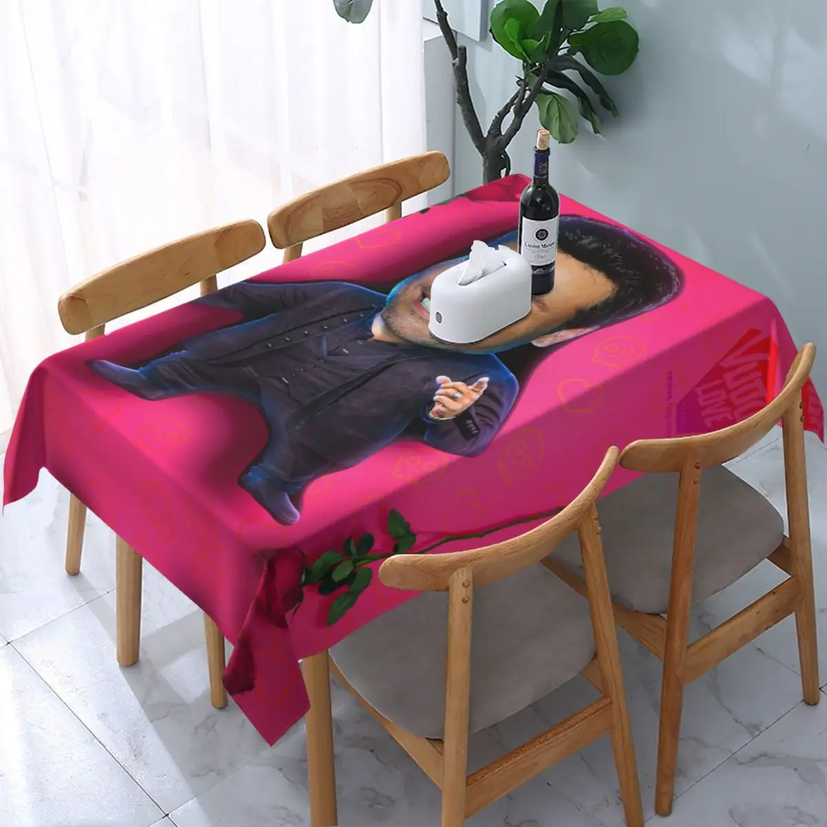 

Rectangular Waterproof Oil-Proof Chayanne Chiquito Meme Tablecloth Backed Elastic Edge Table Covers 40"-44" Fit Table Cloth