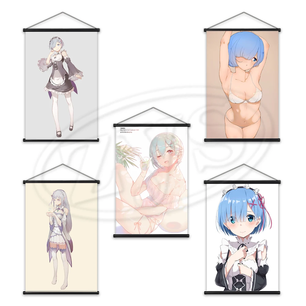 

Картина «Re:Zero» на холсте, Кара хаджимера Эмилия, подвесная картина, напечатанная аниме Настенная картина Rem Ram, картина для украшения дома