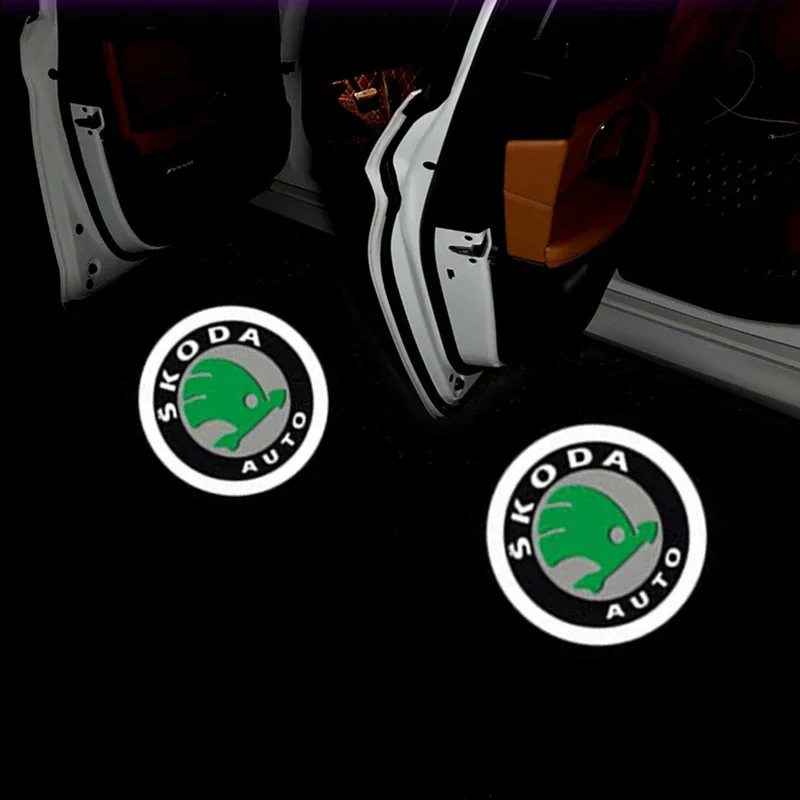 

2 шт. приветственные огни для наружных дверей автомобиля с логотипом Skoda Octavia A7 Superb Kamiq Fabia Rapid Kodiaq Tour Yeti Karoq, светодиодная лампа