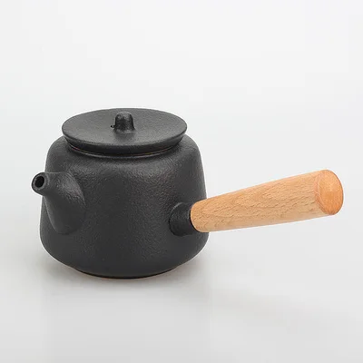 

Exquisite antique solid wood handle teapot side handle pot ornament