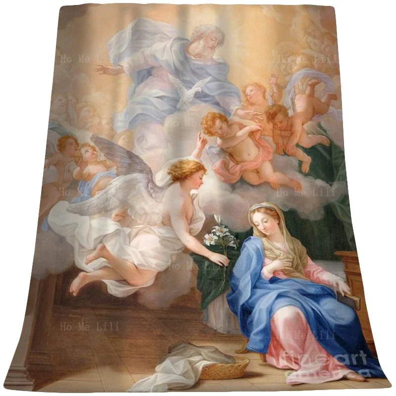 Одеяло Фланелевое с изображением Иисуса на день рождения Богородицы и ангела от