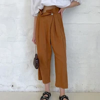 2022 summer pants for women cotton linen ankle length pants wide leg pants casual pants solid streetwear pant for women