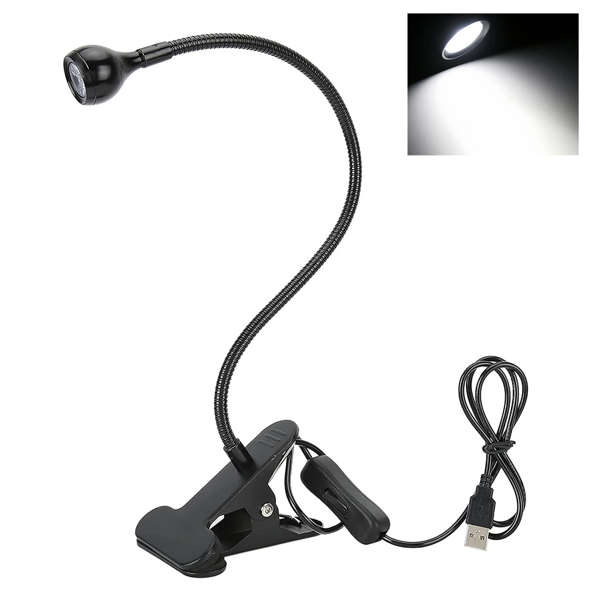 

Usb Led Настольная лампа с зажимом для чтения книг Светильник с зажимом Ночные светильники на гибкой стойке Стол для учебы Чтение 5 В Холодный белый 360 ° клипса Для/стола