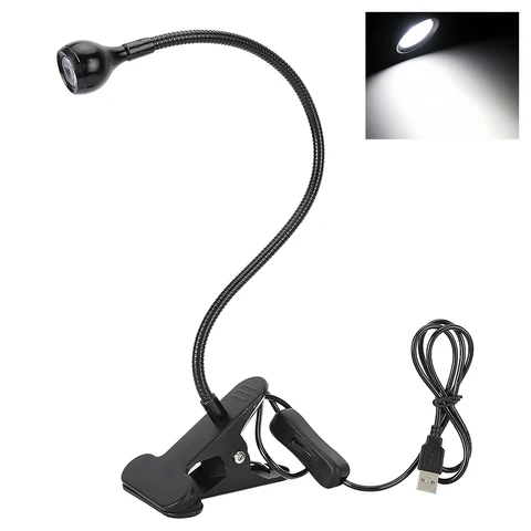 Usb Led Настольная лампа с зажимом для чтения книг Светильник с зажимом Ночные светильники на гибкой стойке Стол для учебы Чтение 5 В Холодный белый 360 ° клипса Для/стола