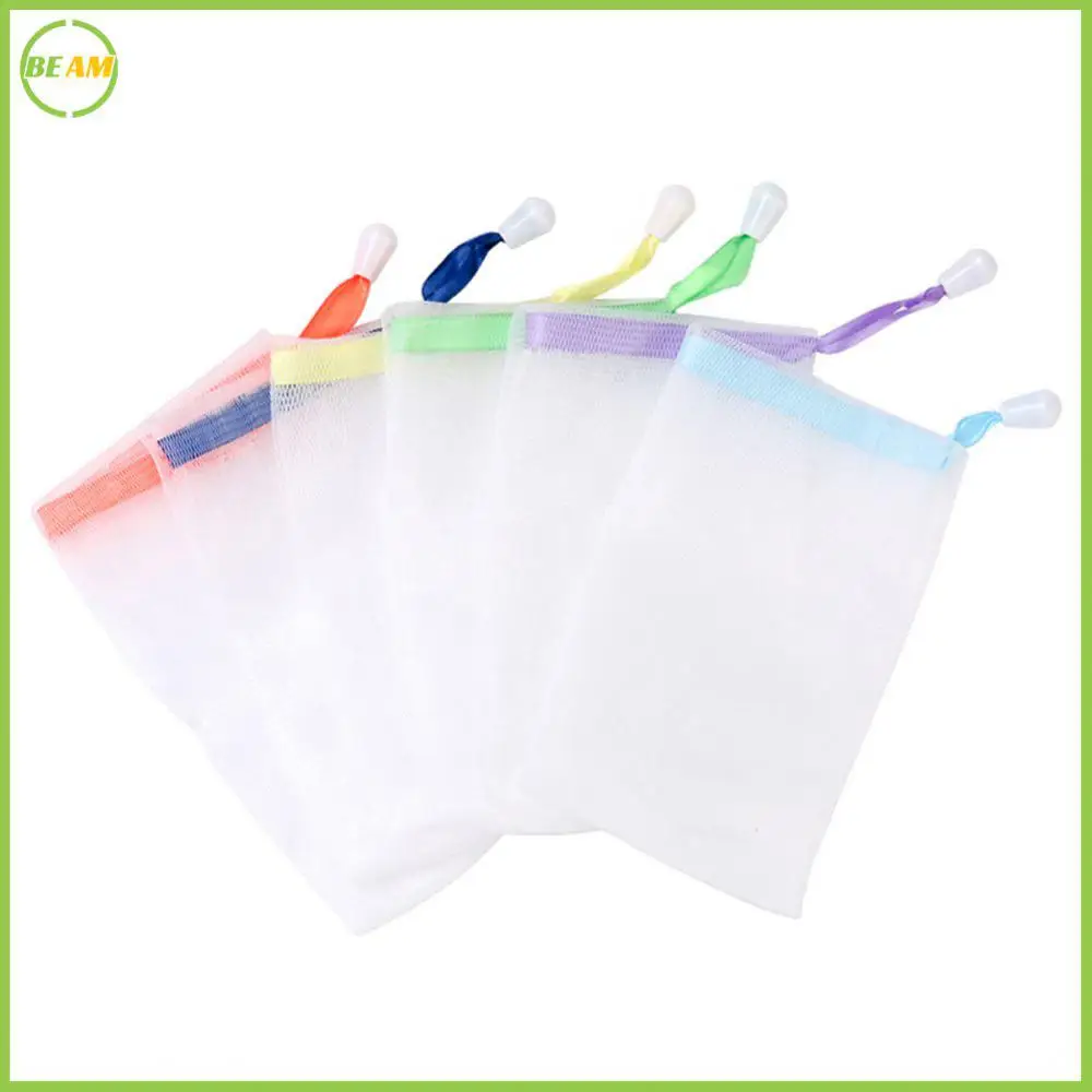 

5pcs/lot Hanging Nylon Soap Mesh Bag Mesh Net For Foaming Cleaning Bath Soap Net Bathe Cleaning Gloves Household Merchandises