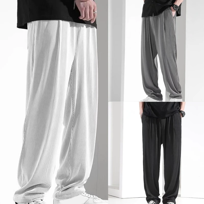 

Summer Ice Silk Ultra-thin Ice Silk Pants Men's Loose Casual Pants Quick-drying Harajuku Fashion Pants Men's Thin Trousers