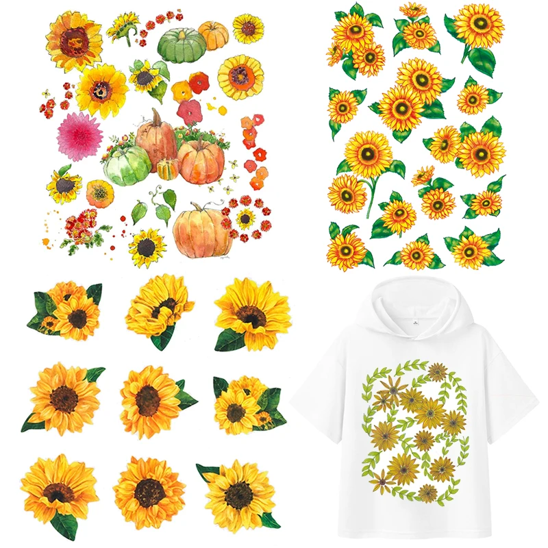 

Iron-on Transfers for Clothing Thermoadhesive Patch Diy Applique for T Shirt Sunflower Patches Flower Thermal Sticker on Clothes