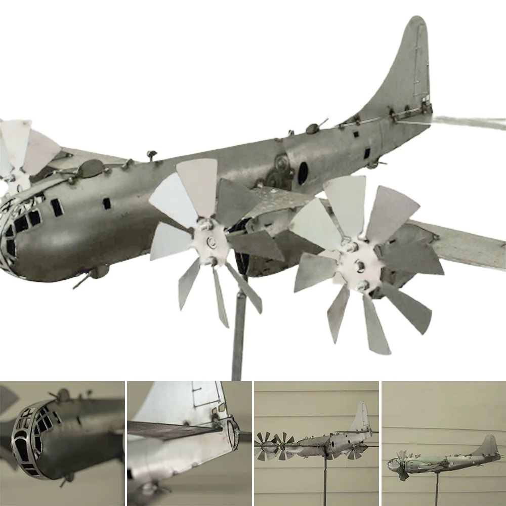 

New B-29 Super Fortress Aircraft Wind Spinner Metal Windmill Wind Energy for Yard Cool Garden Sculpture Iron Material