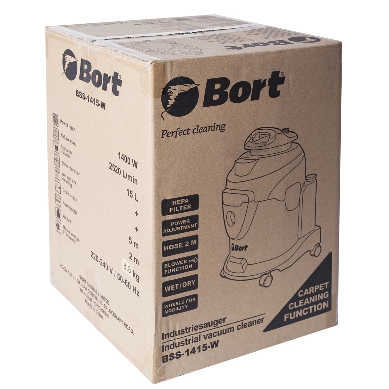 Моющий технический пылесос Bort BSS-1415-W (Мощность 1400 Вт Распыление и сбор жидкости
