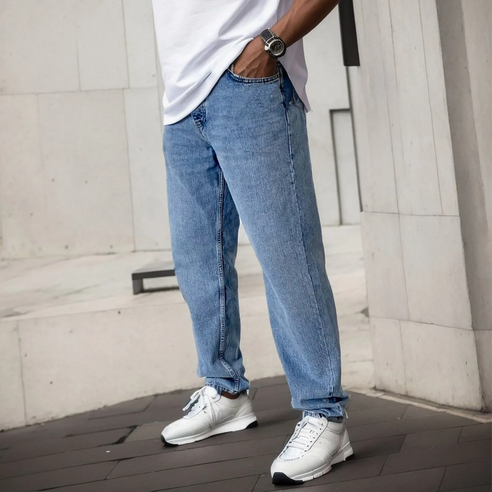 Модные брюки с карманами Fly повседневные джинсовые джинсы мужские однотонные