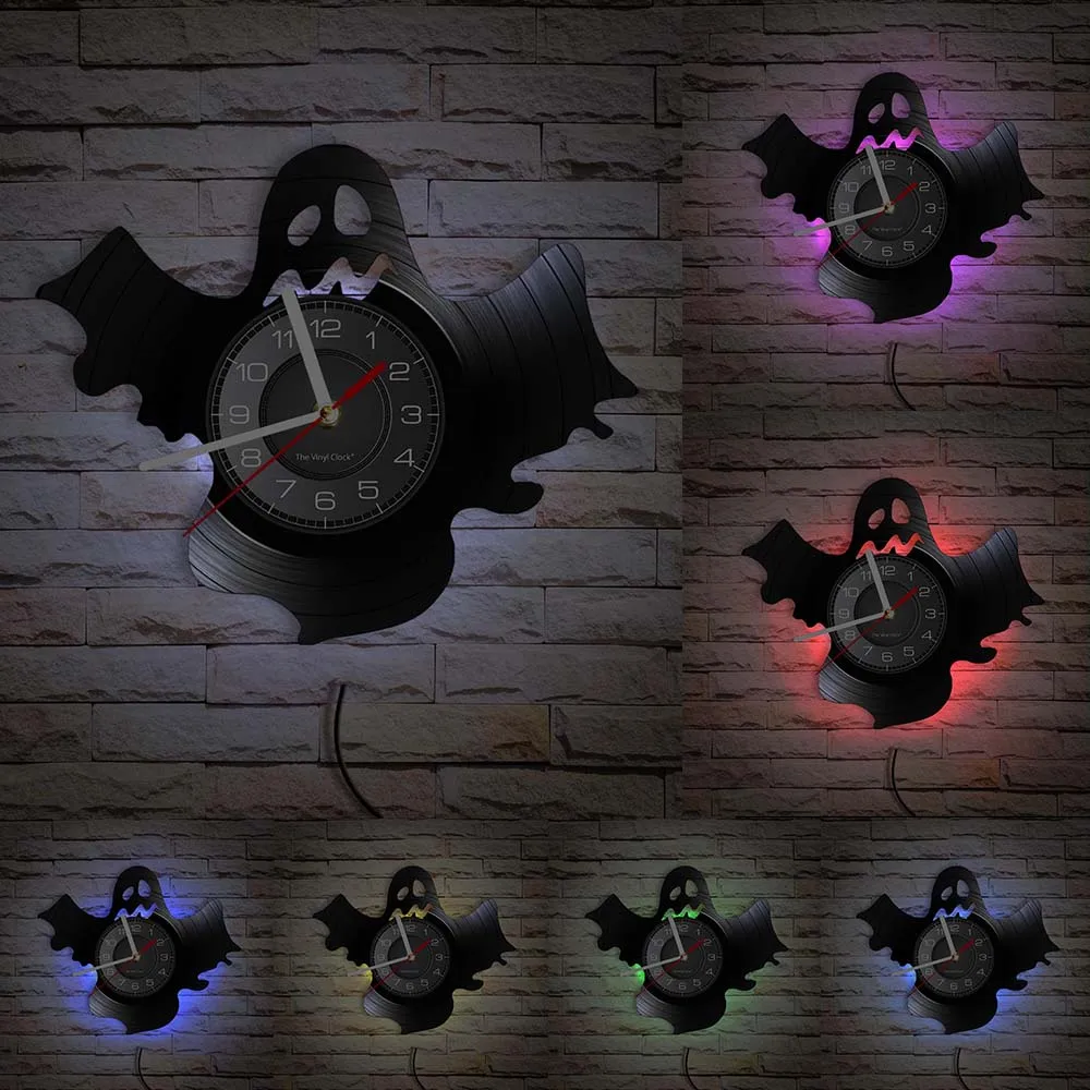 Настенные часы в виде мультяшной летучей мыши настенные для Хэллоуина темный