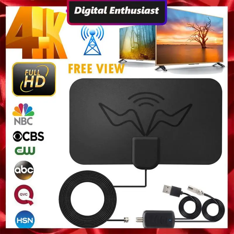 Box Antenna Eu Us Plug Indoor Aerial Ultra- 4k High Gain Hd Tv Dtv Box Digital Tv Antenna